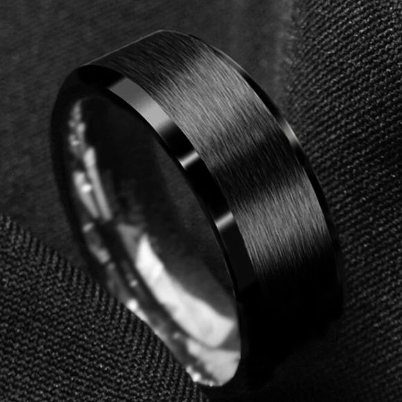 Men's 8MM Black Stainless Steel Matte Wedding Band Engagement Ring CLOSEOUT - Picture 4 of 4